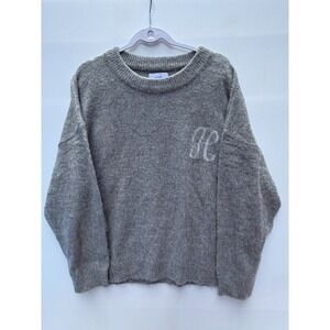HOURS Sweater Mens XL Gray Mohair Blend Fuzzy Quiet Luxury Streetwear Soft